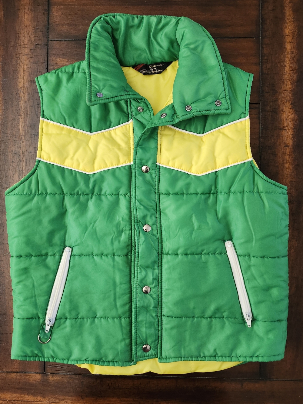 Vintage 70s/80s Outerwear From Sears Puffer Vest Green/Yellow Medium